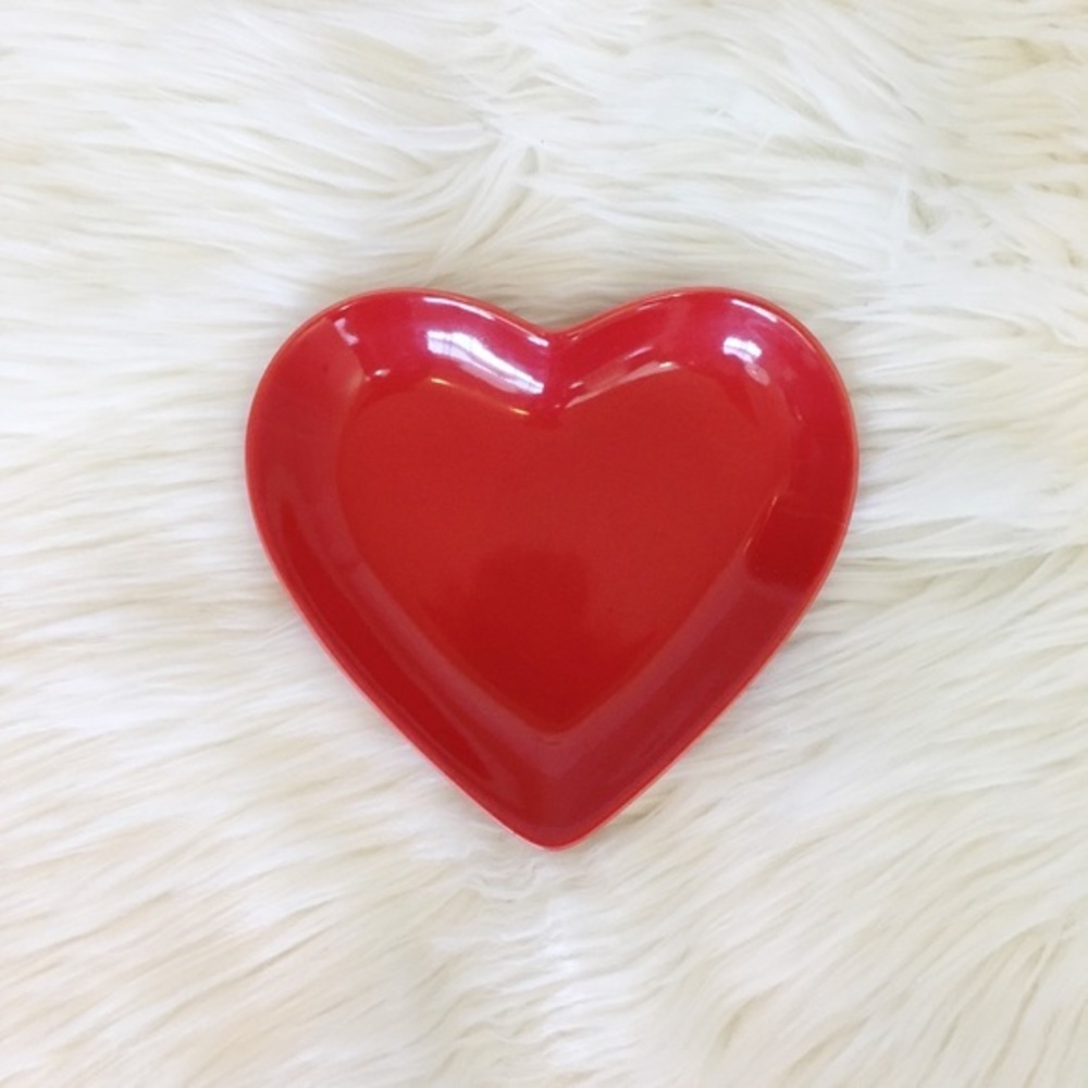 Vintage Red Heart ❤️ Shaped Trinket / Kitchen Dish Hand Glazed